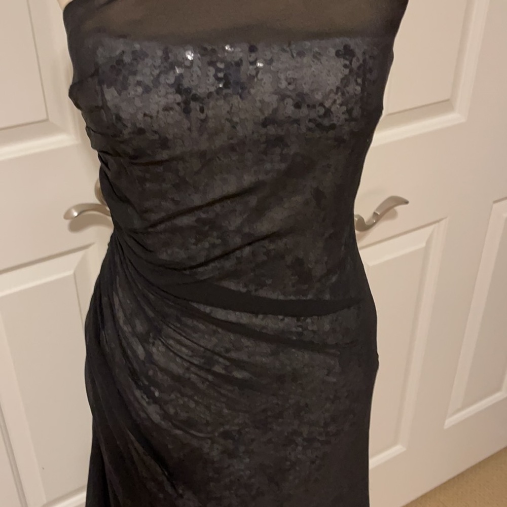 Aidan Mattox One-Shoulder Mesh Overlay Gown - Picture 2 of 9